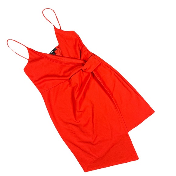 Lulu's‎ Women's XL Orange Spagehetti Strap V-Neck Short Ruffle Dress Ruched - Picture 1 of 6